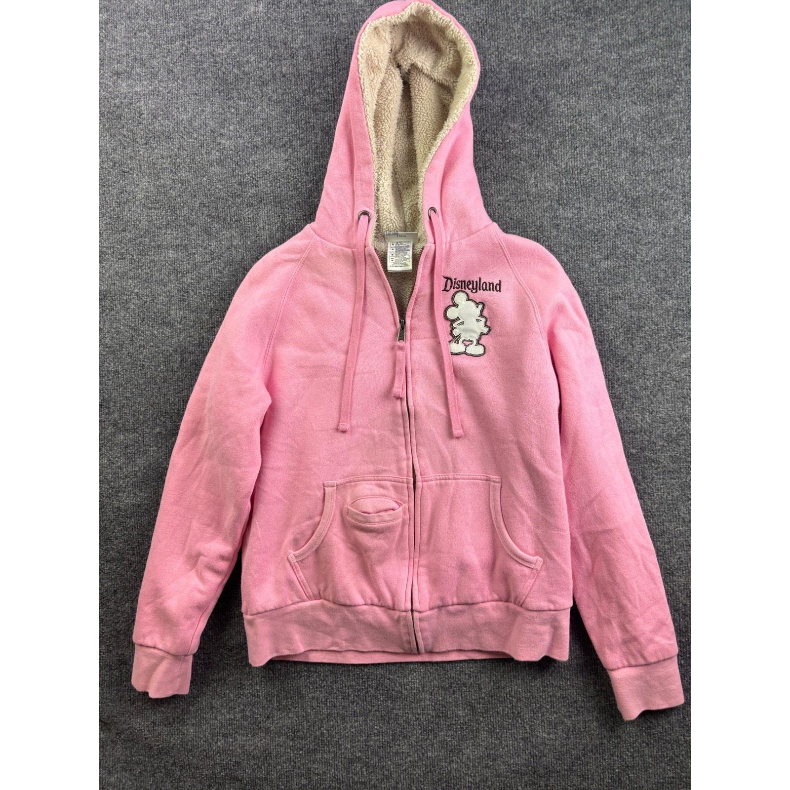 Disney Disneyland Resort Hoodie Womens Medium Pink Mickey Mouse 55 Sherpa Zip Up